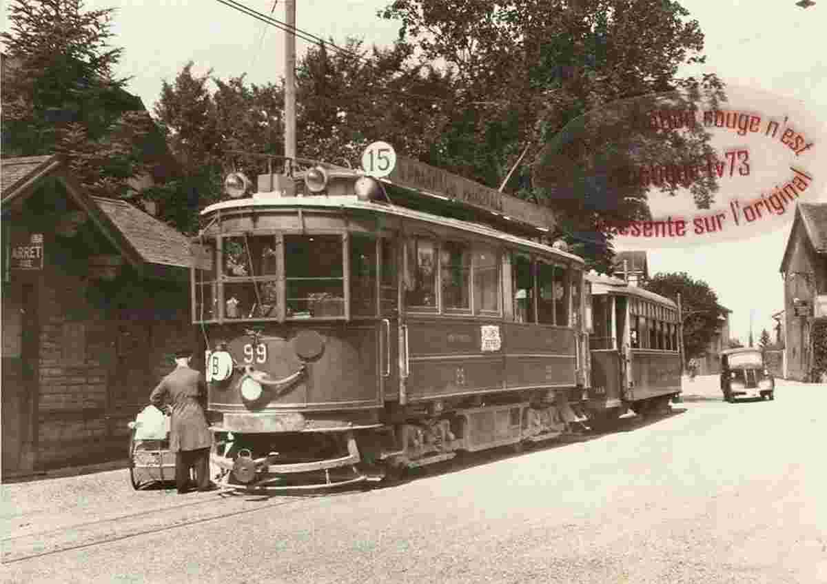 Tramway, ancienne ligne de Chancy à Bernex, 1948