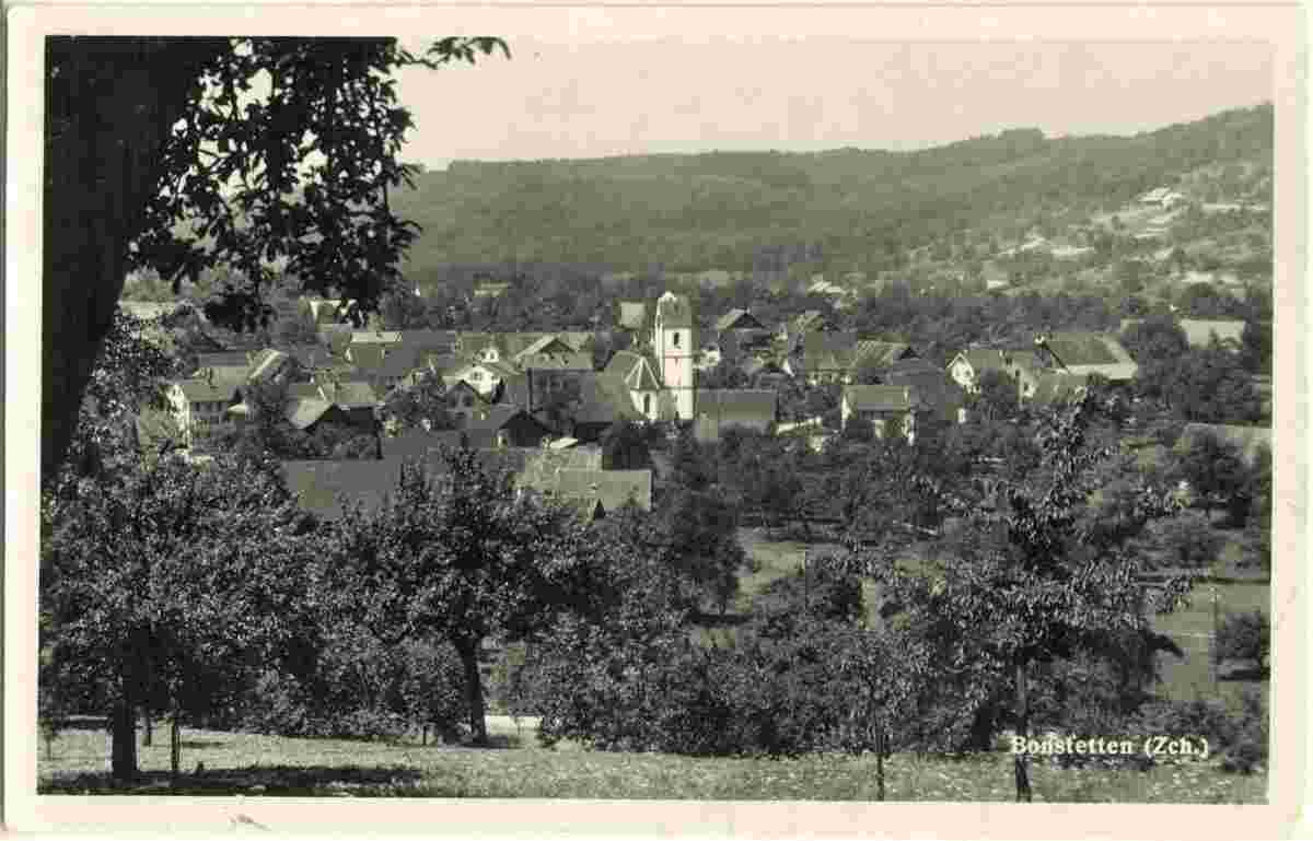 Panorama von Bonstetten mit Kirche, 1954