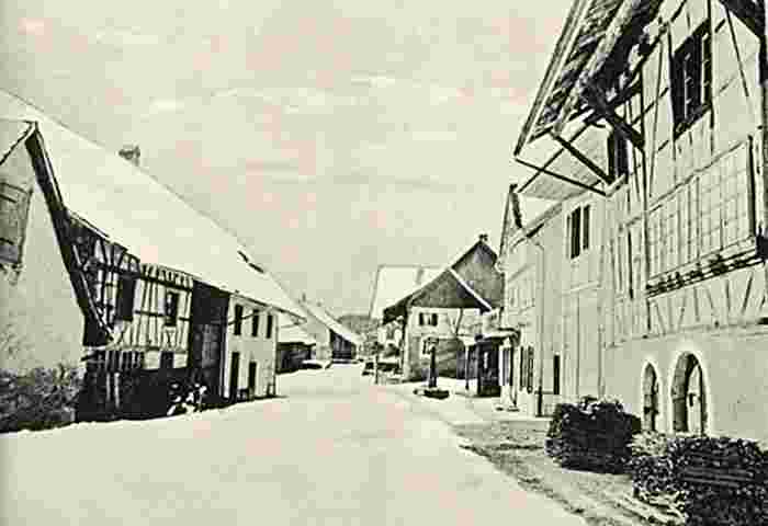 Buchs. Das Dorfzentrum nach einem Schneesturm vor 1926