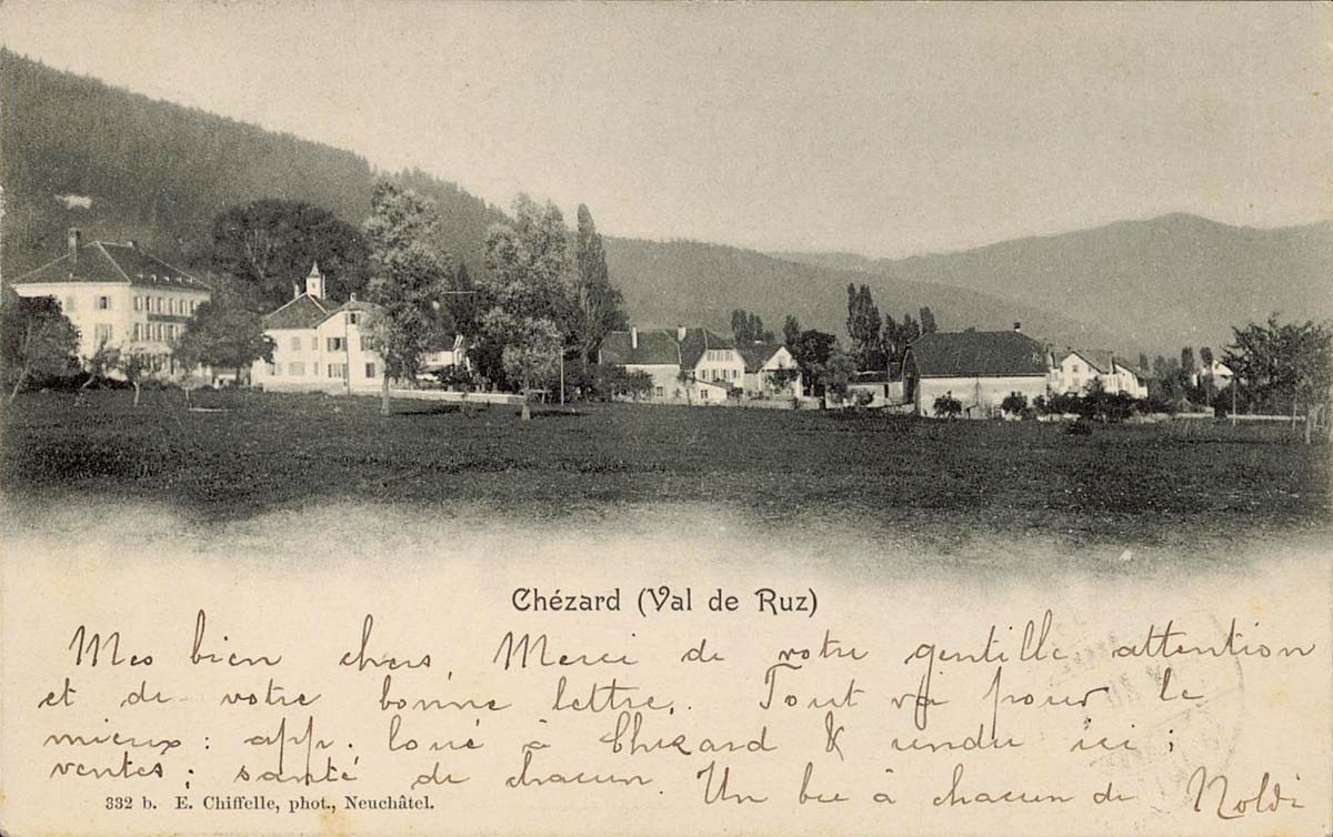 Panorama von Chézard (Val-de-Ruz), zwischen 1895 und 1902