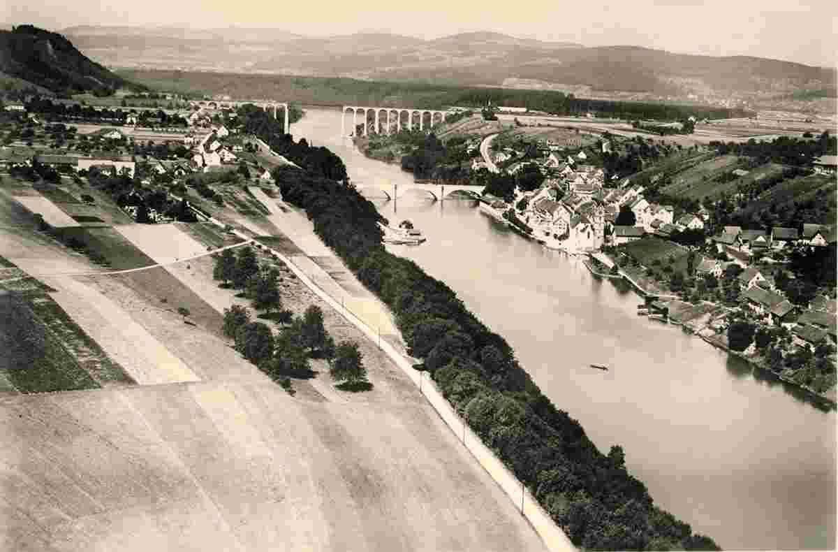 Blick auf Eglisau, Luftbild, 1929