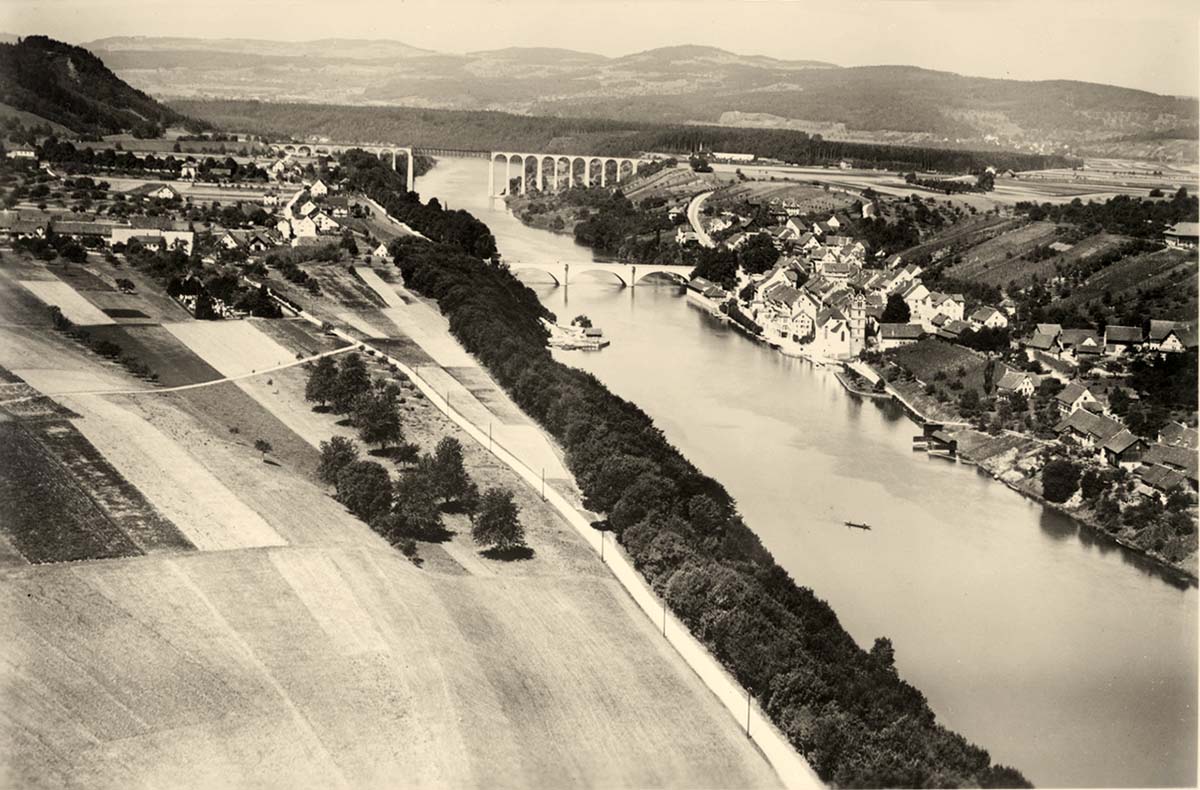 Blick auf Eglisau, Luftbild, 1929