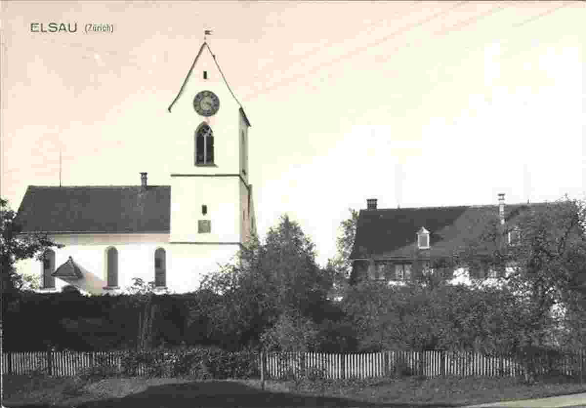 Elsau. Panorama von Kirche, 1934