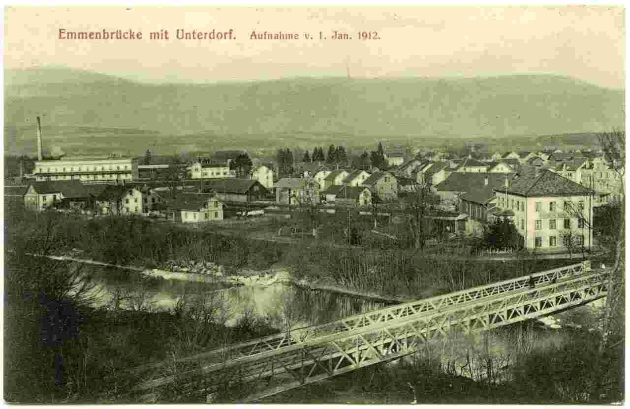 Emmen. Emmenbrücke mit Unterdorf, 1. Jan. 1912
