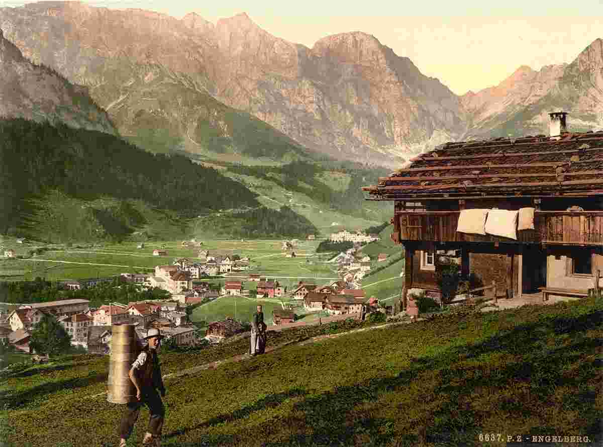 Engelberg-Tal und Bauernhaus, 1905