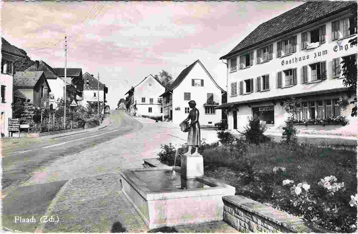 Flaach. Brunnen und Gasthaus, 1966