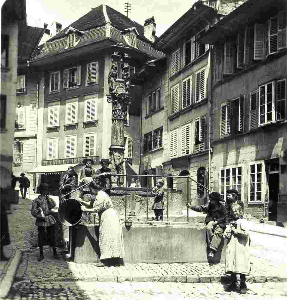 Freiburg im Üechtland. Fontaine de la Samaritaine, um 1910