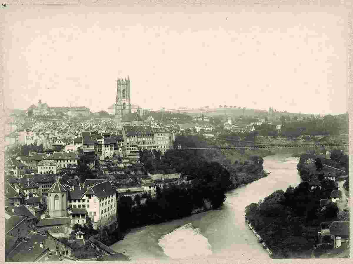 Freiburg im Üechtland. Panorama der Stadt, 1884