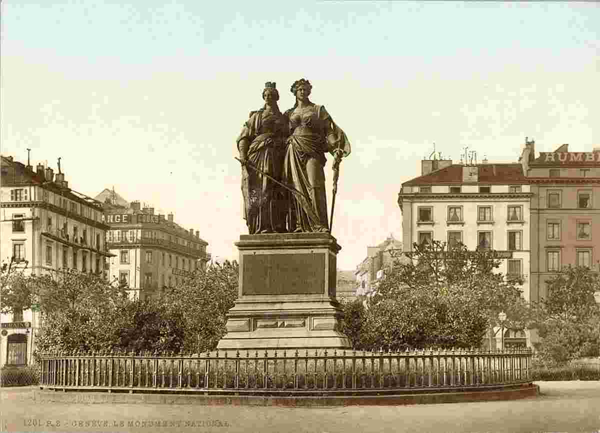 Genève. Le Monument National 'Helvetia und Geneva', vers 1890
