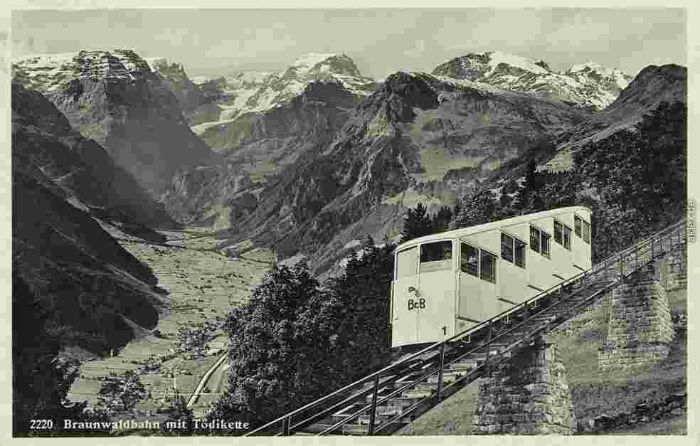 Glarus. Braunwaldbahn mit Tödikette