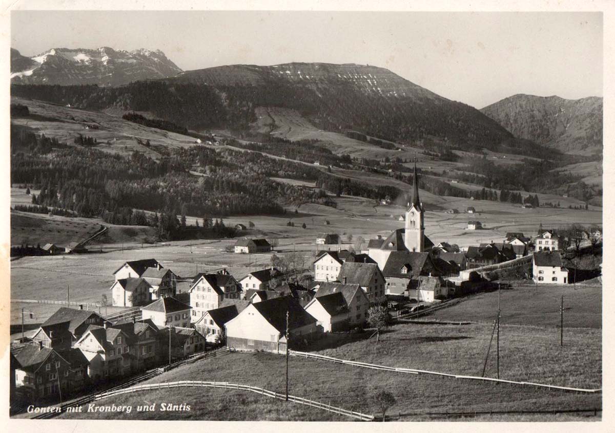 Panorama von Gonten mit Kronberg und Säntis, 1937