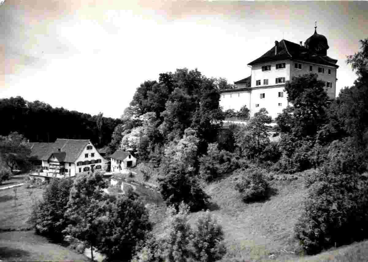 Grüningen. Schloß mit alter Mühle, 1964