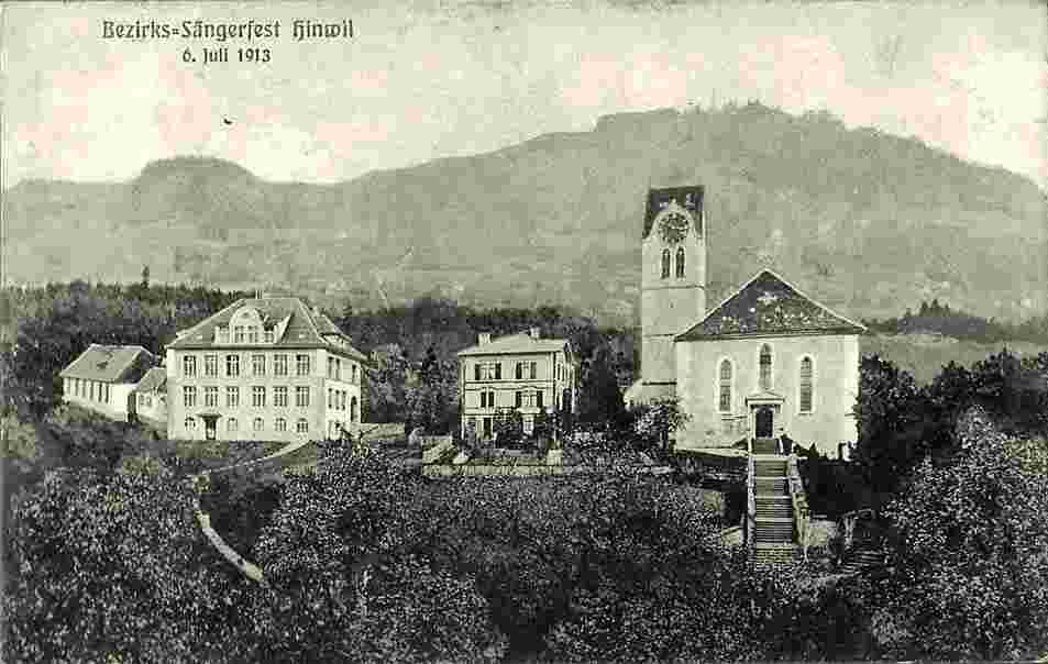 Hinwil. Kirche, Pfarr- und Sekundar-Schulhaus