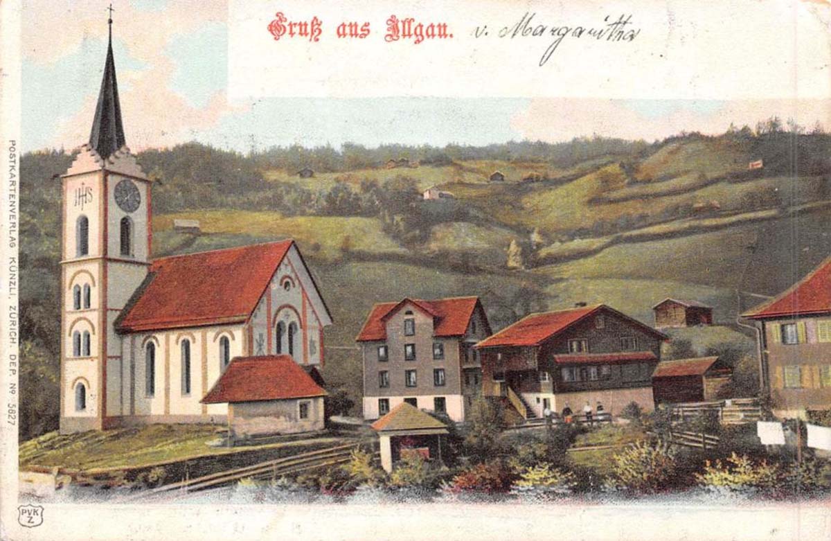 Panorama von Illgau mit Kirche, 1905