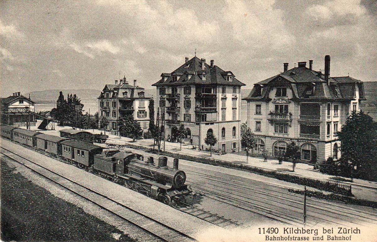 Kilchberg. Bahnhofstraße und Bahnhof, 1905