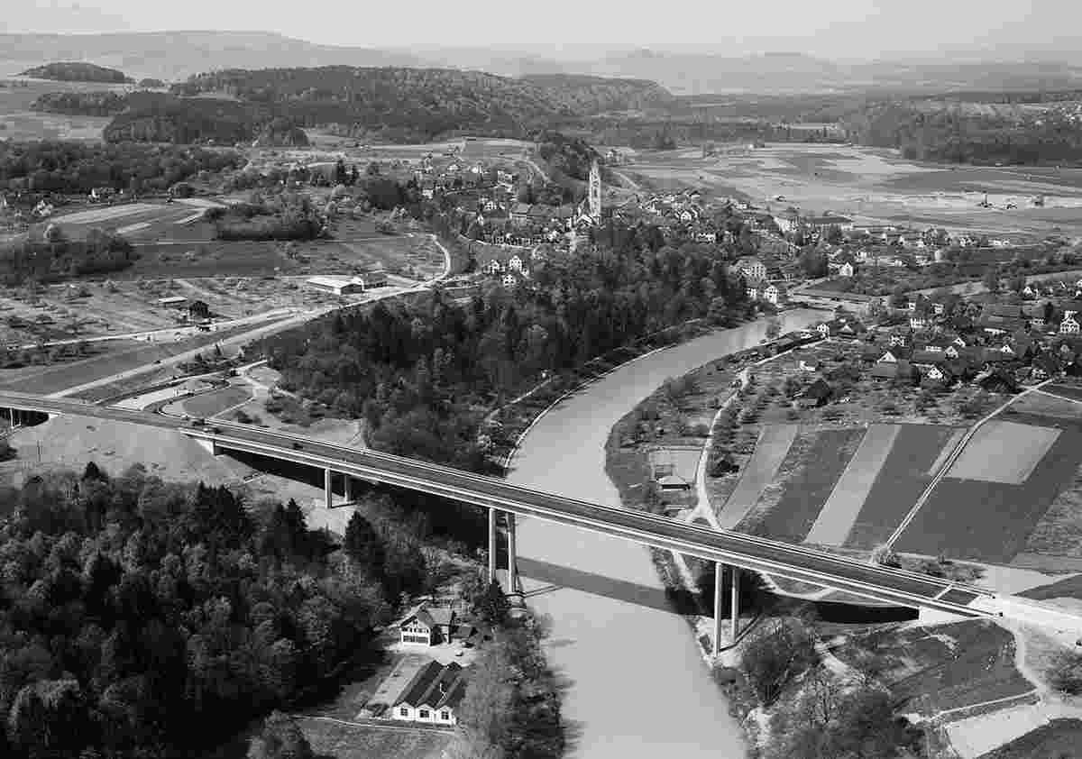 Blick auf Kleinandelfingen, Weinlandbrücke, 1958