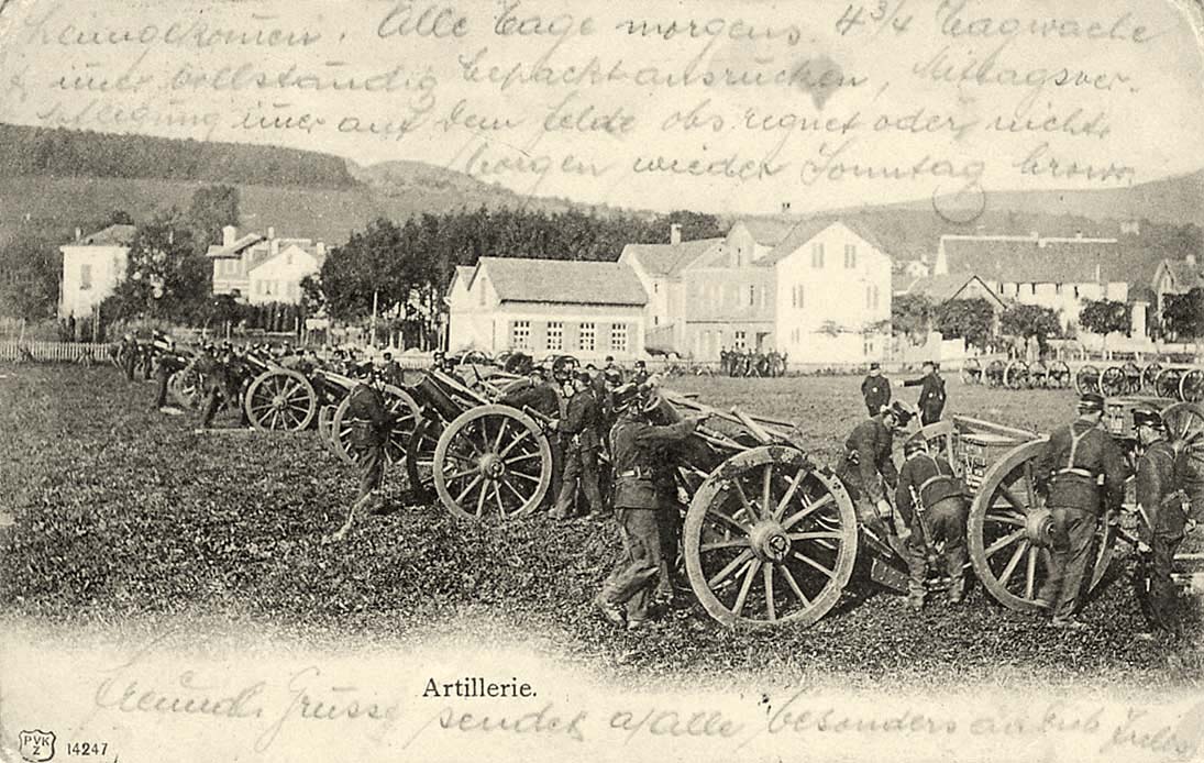 Kloten. Soldaten an den Kanonen, 1909