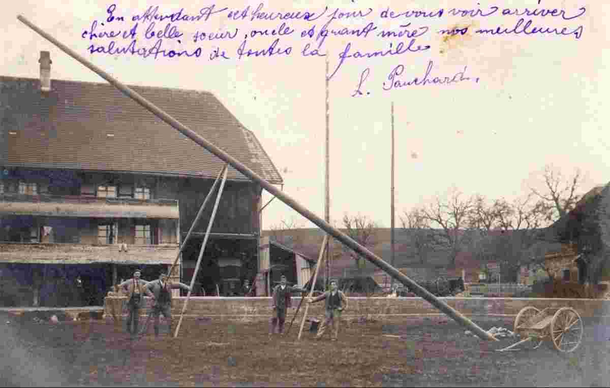 Köniz. Wabern - Elektrische Pole Installation im Jahre 1907