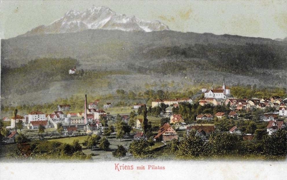 Kriens. Panorama der Stadt mit Pilatus, 1907