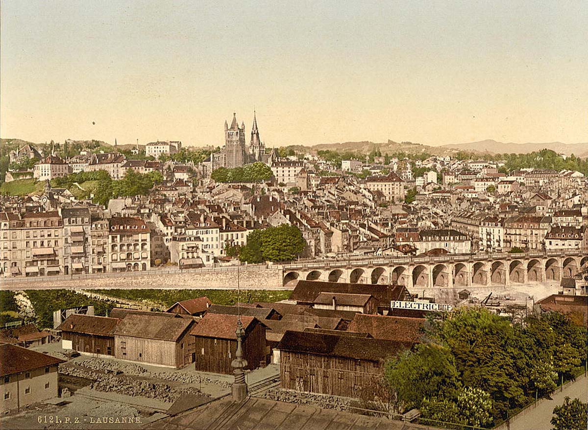 Lausanne. Panorama de ville, vers 1890