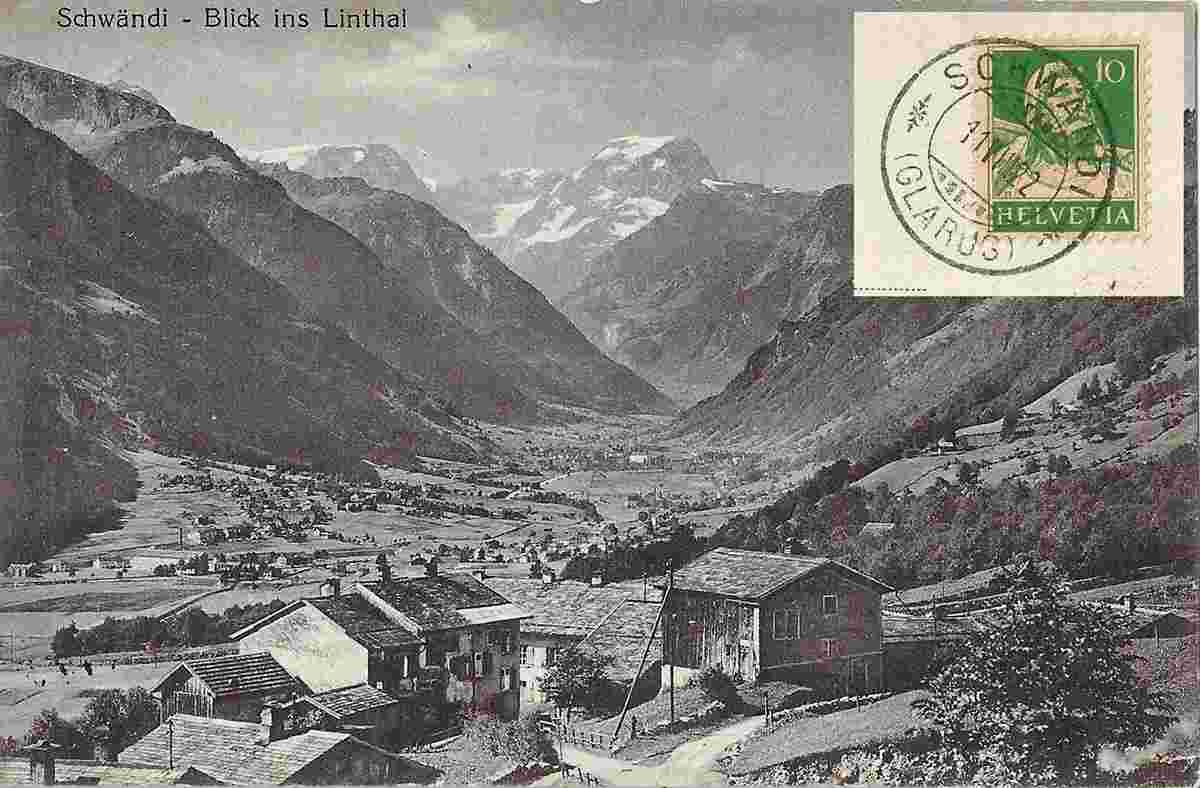 Schwändi - Blick ins Linthal, 1922
