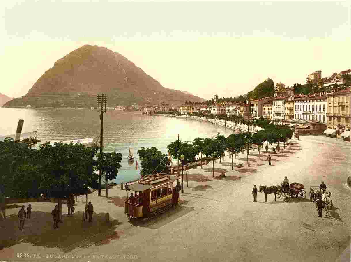 Lugano. An der Uferpromenade, um 1900