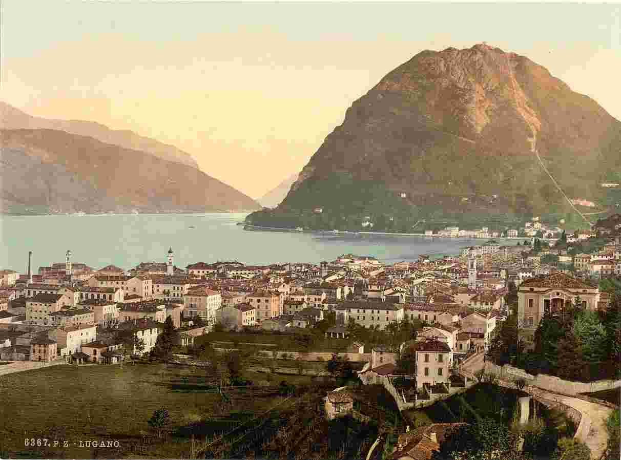 Lugano. Panorama der Stadt, um 1900