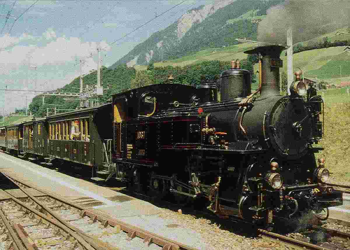 Lungern. Dampflokomotive HG 3-3 1067, Baujahr 1910