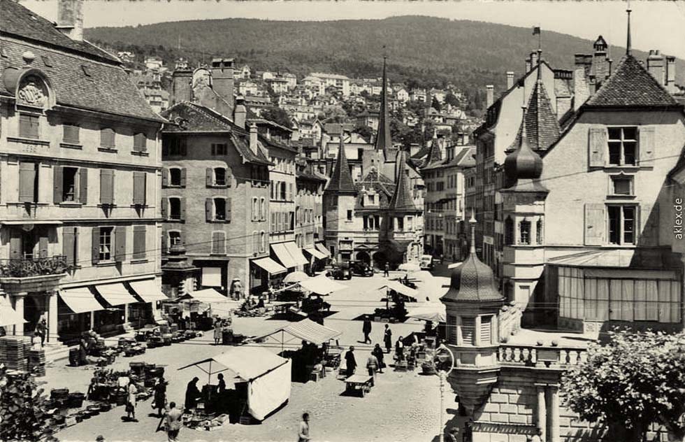 Neuenburg (Neuchâtel). Place des Halles, 1949
