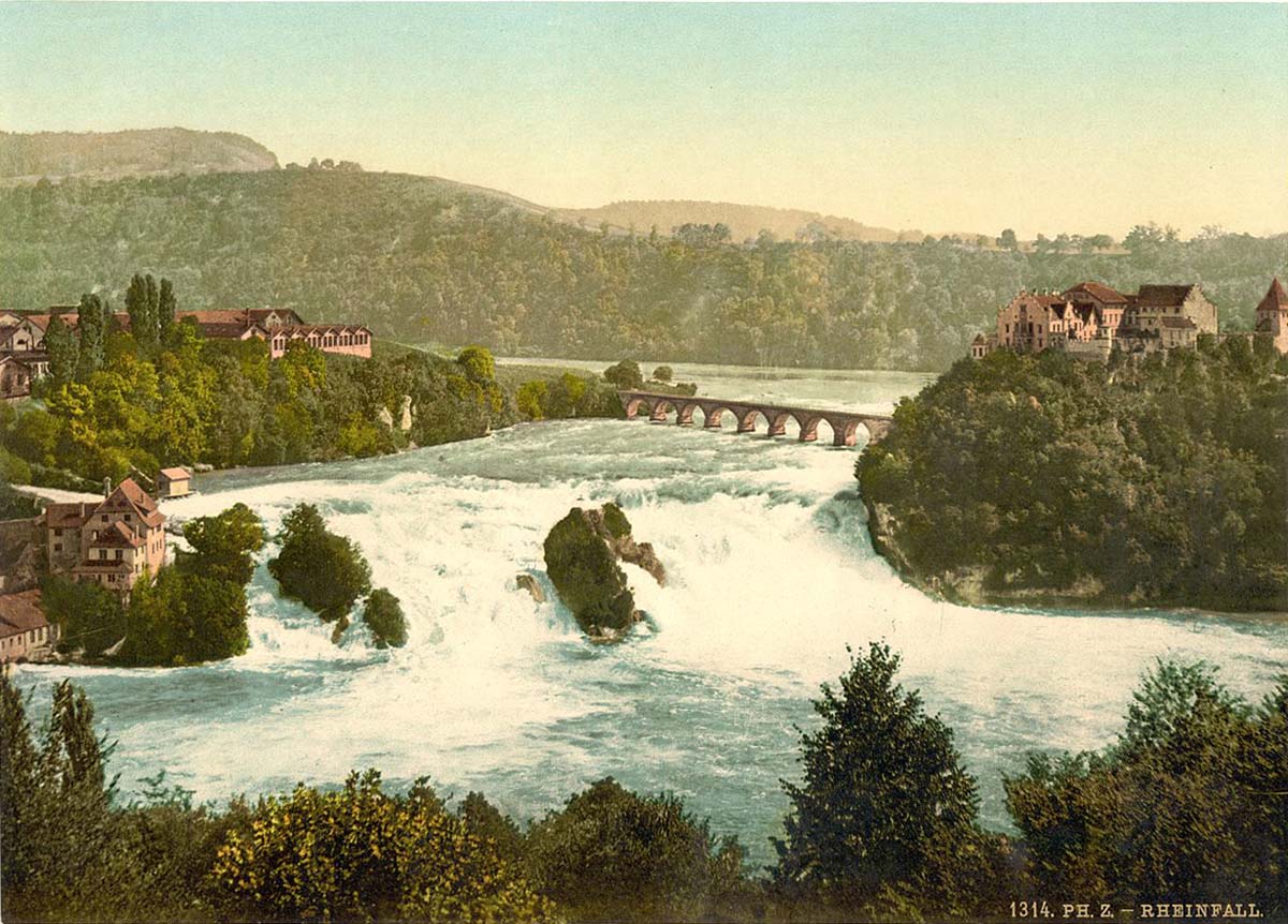 Neuhausen am Rheinfall. Rheinfall, Gesamtansicht, um 1890