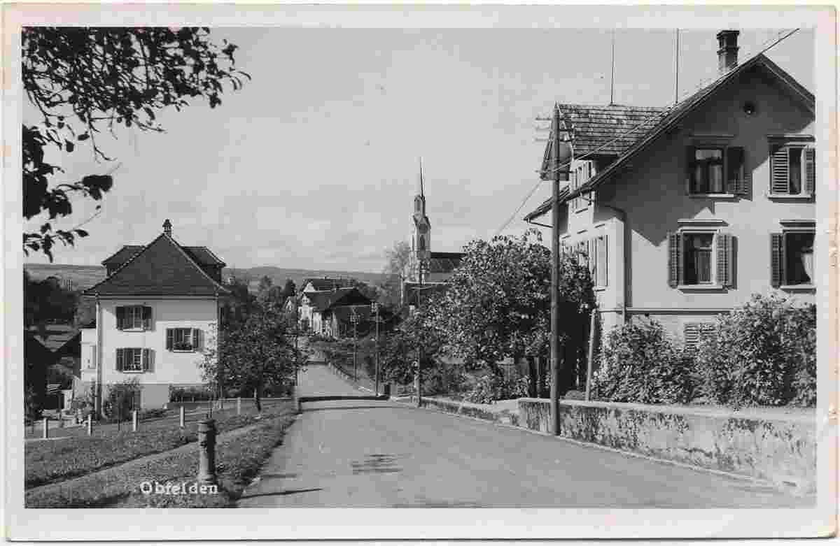 Obfelden. Blick auf Dorfstraße, 1935