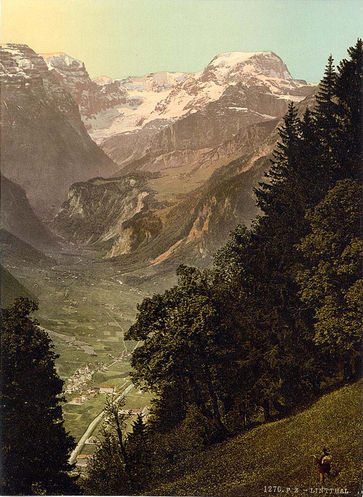 Glarus. The Valley of Linth (Linthal) and the Todi, circa 1890