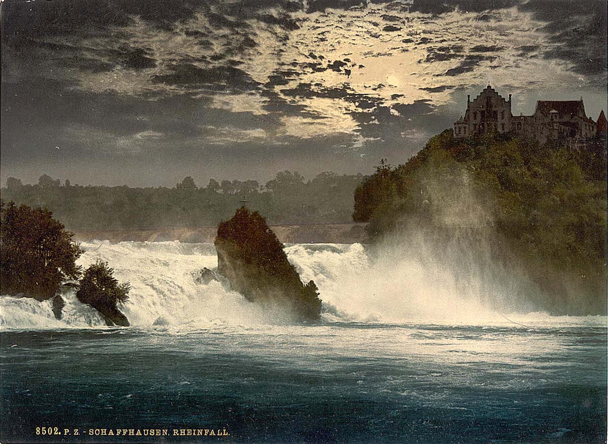 Schaffhausen. The Falls of the Rhine, by moonlight, circa 1890