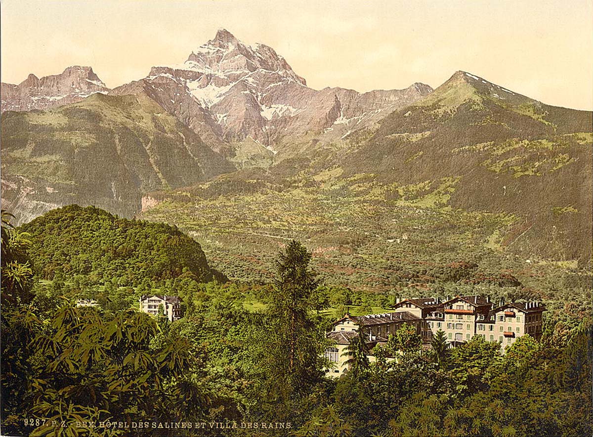 Vaud (Waadt). Bex, Hotel des Salines and Villa des Bains, circa 1890