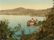 Vaud. Chillon Castle, Montreux, Geneva Lake, circa 1890