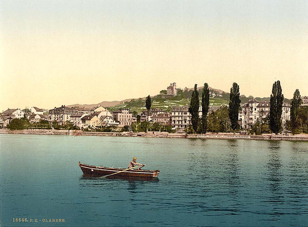 Vaud (Waadt). Clarens, general view, from the Lake, Geneva Lake, circa 1890