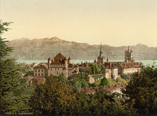 Vaud. Lausanne with Savoy Alps, general view, Geneva Lake, circa 1890