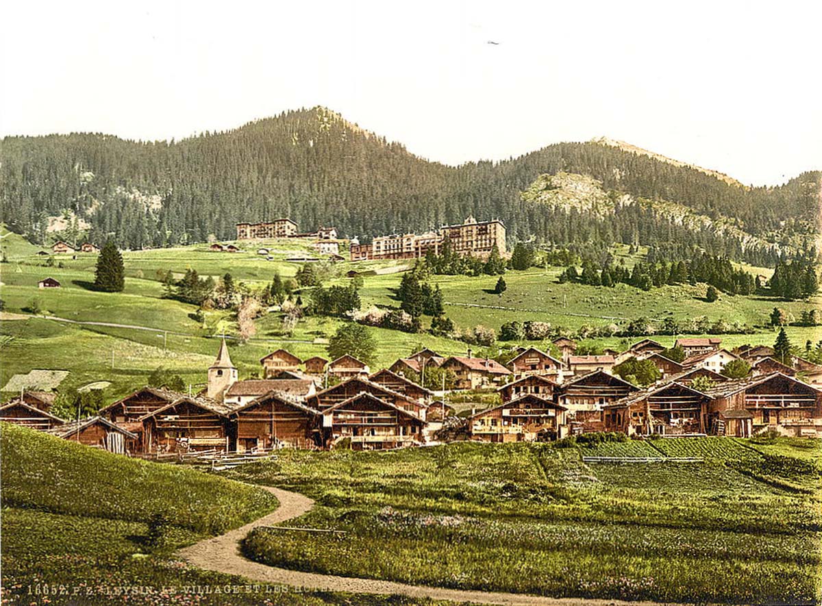 Vaud (Waadt). Leysin, general view of village and hotels, circa 1890