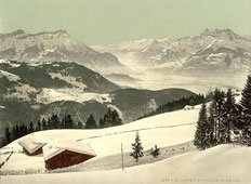 Vaud. Leysin, view of the Rhone Valley in winter, circa 1890