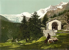 A chapel near Saas Fee, Valais, circa 1890