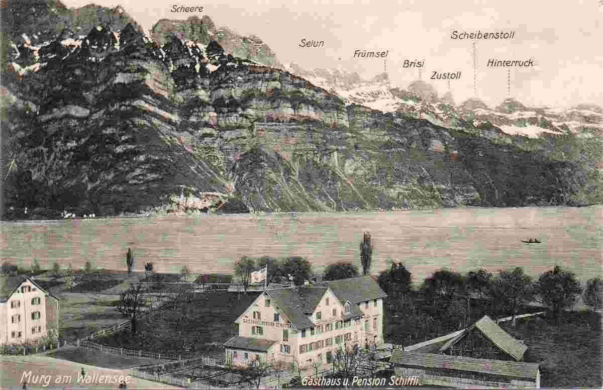 Quarten. Murg - Gasthaus Pension Schiffli, 1910