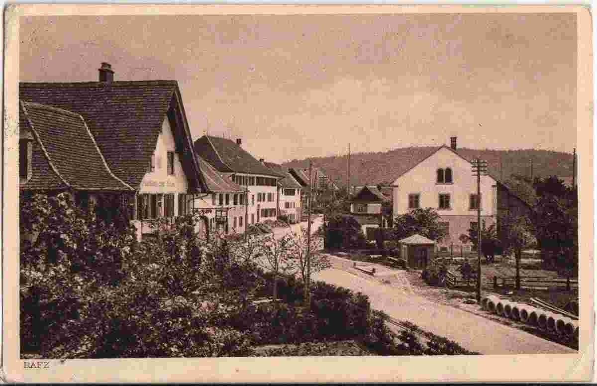 Rafz. Dorfstraße mit Gasthaus, 1920