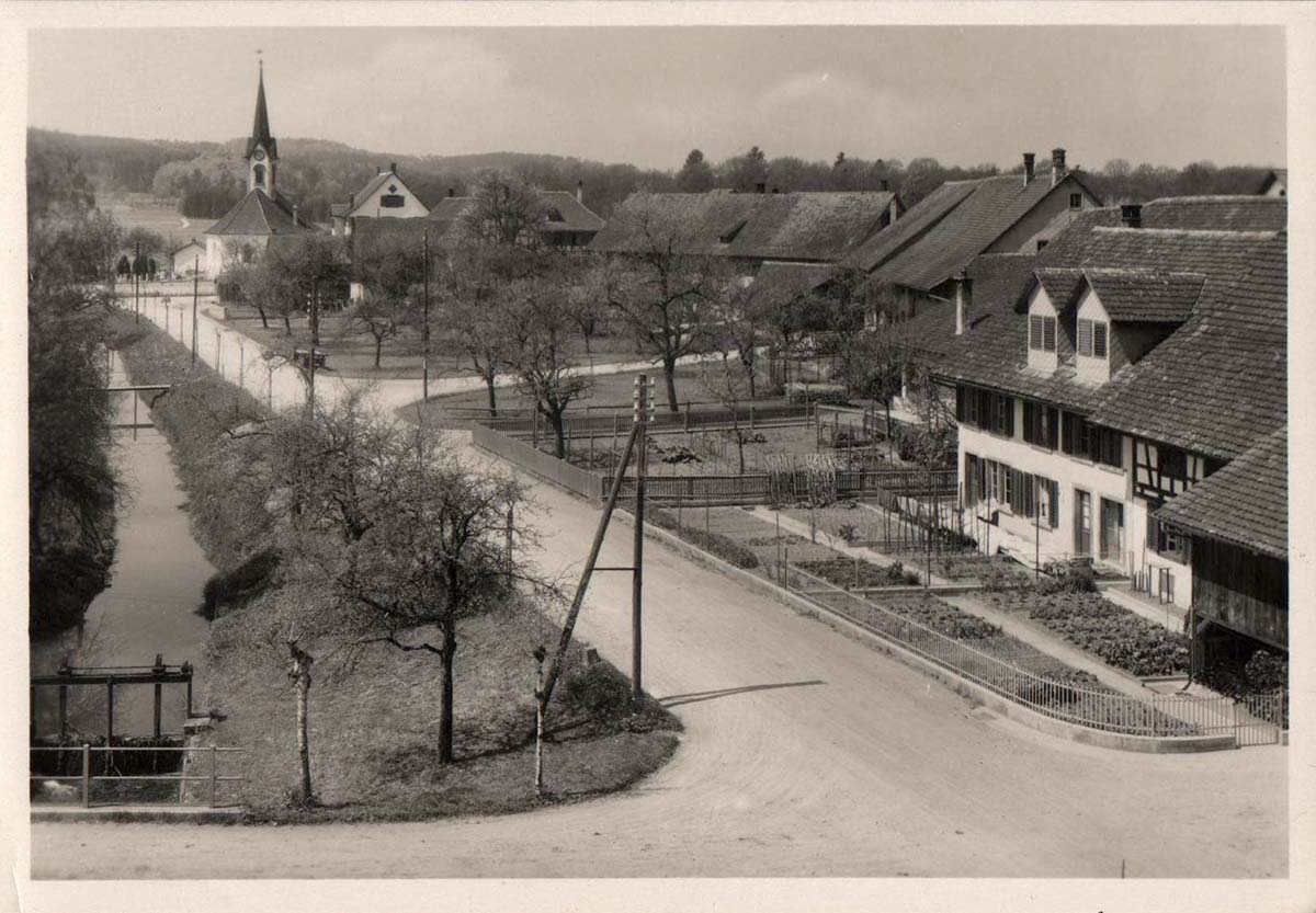 Rickenbach ZH. Blick auf Dorfstraße, 1934