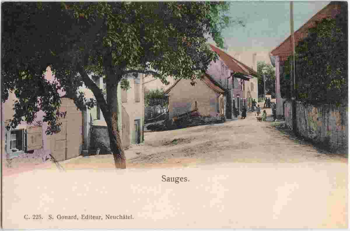 Saint-Aubin-Sauges. Sauges - Panorama du Rue, 1900