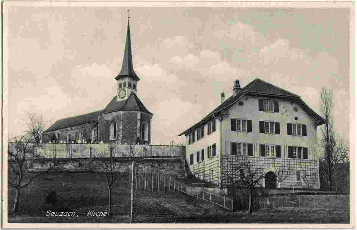 Seuzach. Kirche und Pfarrhaus, 1941