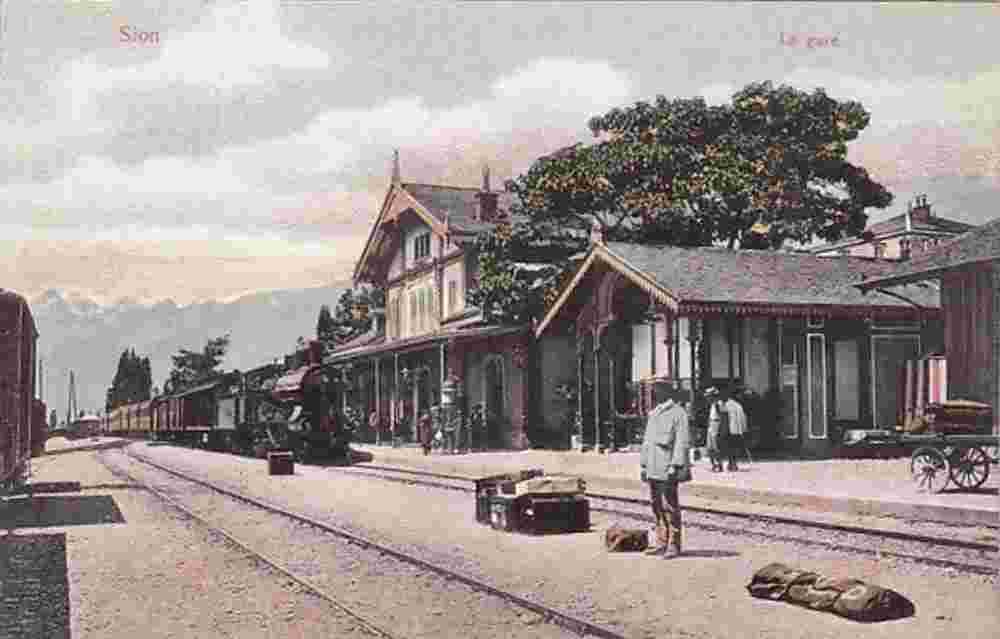 Sitten. La Gare (Bahnhof), um 1910