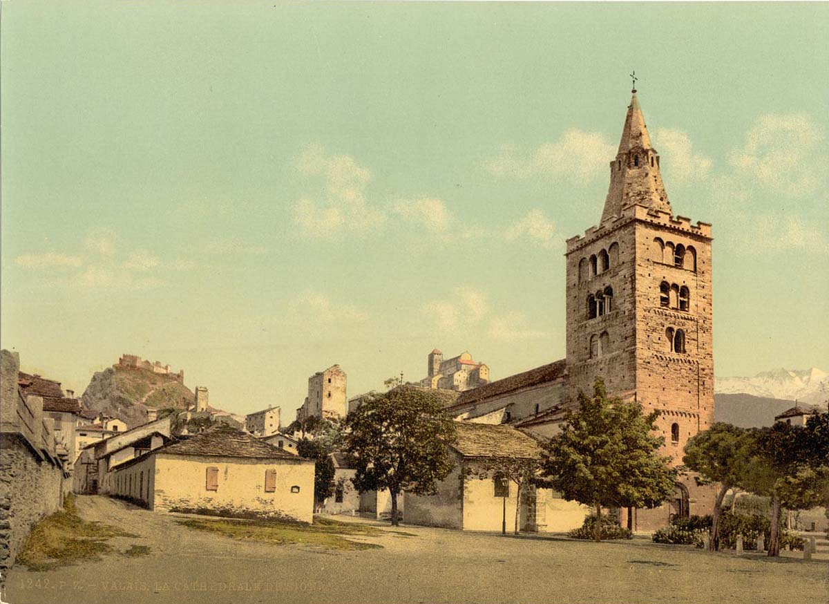 La Cathédrale de Sion (Sitten), vers 1890