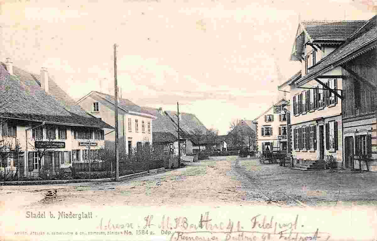 Stadel bei Niederglatt. Blick auf Dorfstraße, 1908