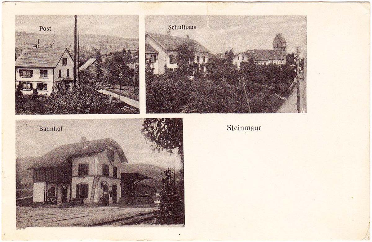 Steinmaur - Post, Schulhaus und Bahnhof