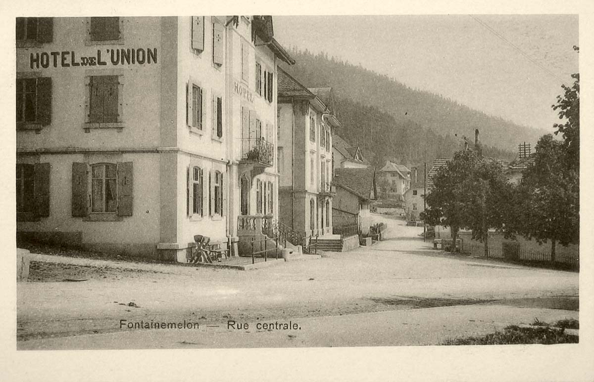 Val-de-Ruz. Fontainemelon - Zentralstraße, Rue centrale, 1919